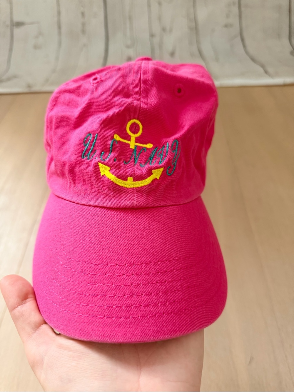 Hot Pink Embroidered US Navy Anchor Cap